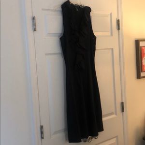 Black ruffle neck dress